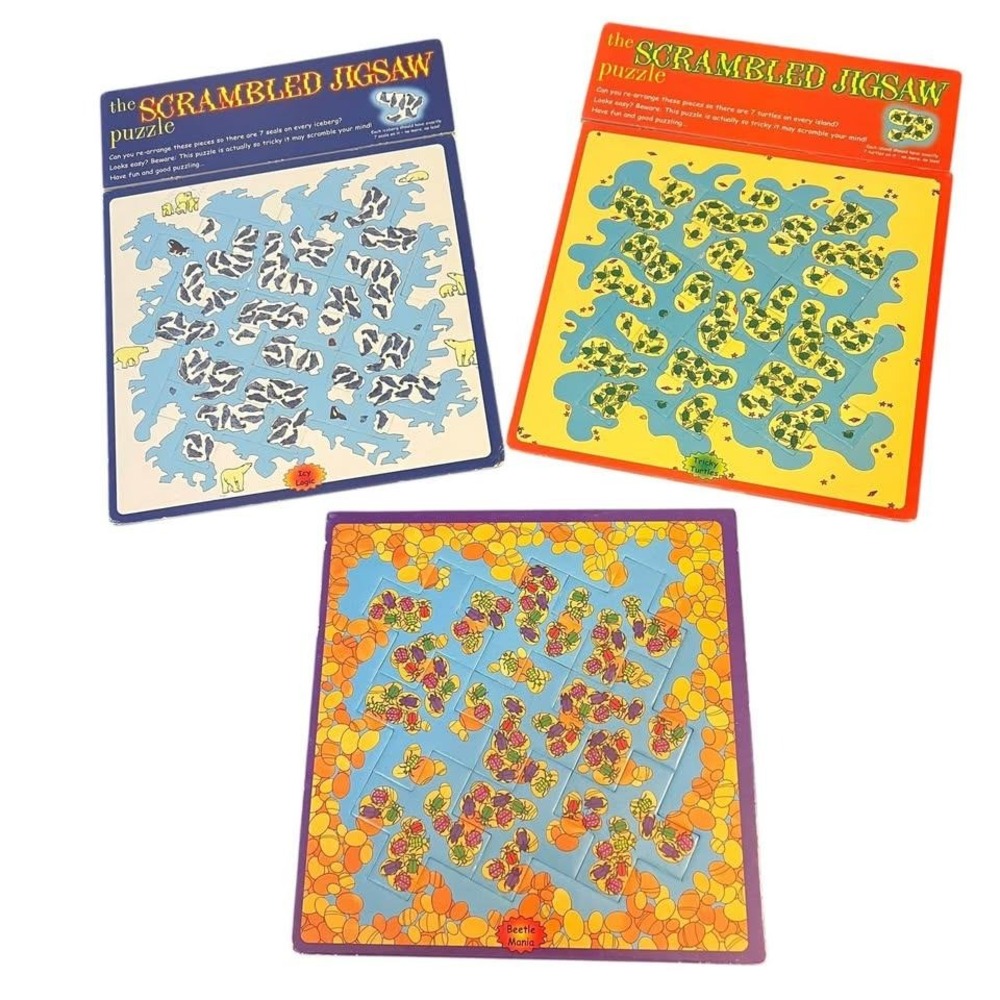 The Scrambled Jigsaw Puzzle Bundle Of 3 Vintage Critical Thinking Brain Problems